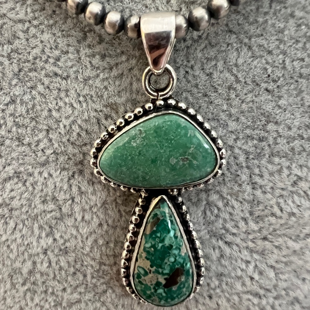 ❤️ White Water Turquoise Sterling Navajo 2 Stone Pendant 1.69” L - 6.2 Gram - Picture 9 of 12